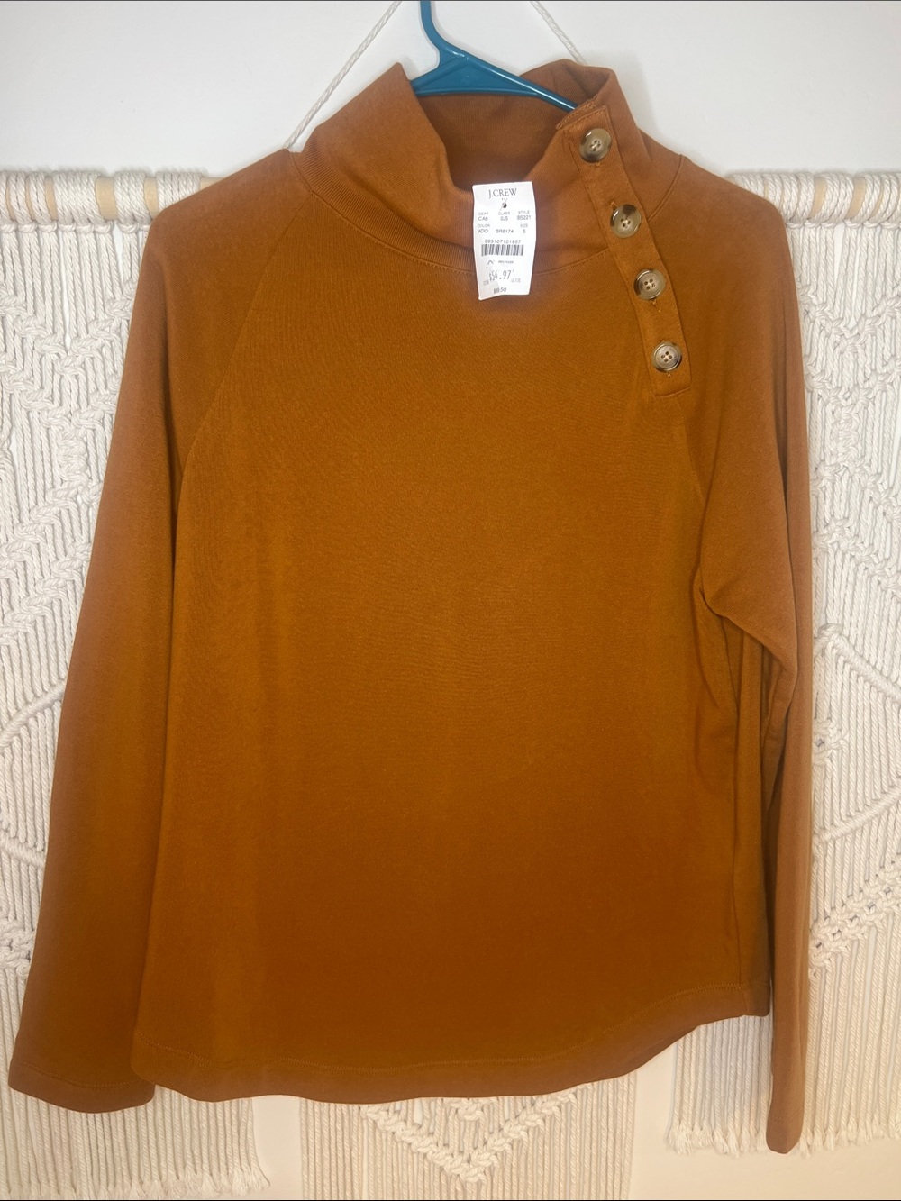 J. Crew Women's Button-Shoulder Mock Neck Sweater - Rust